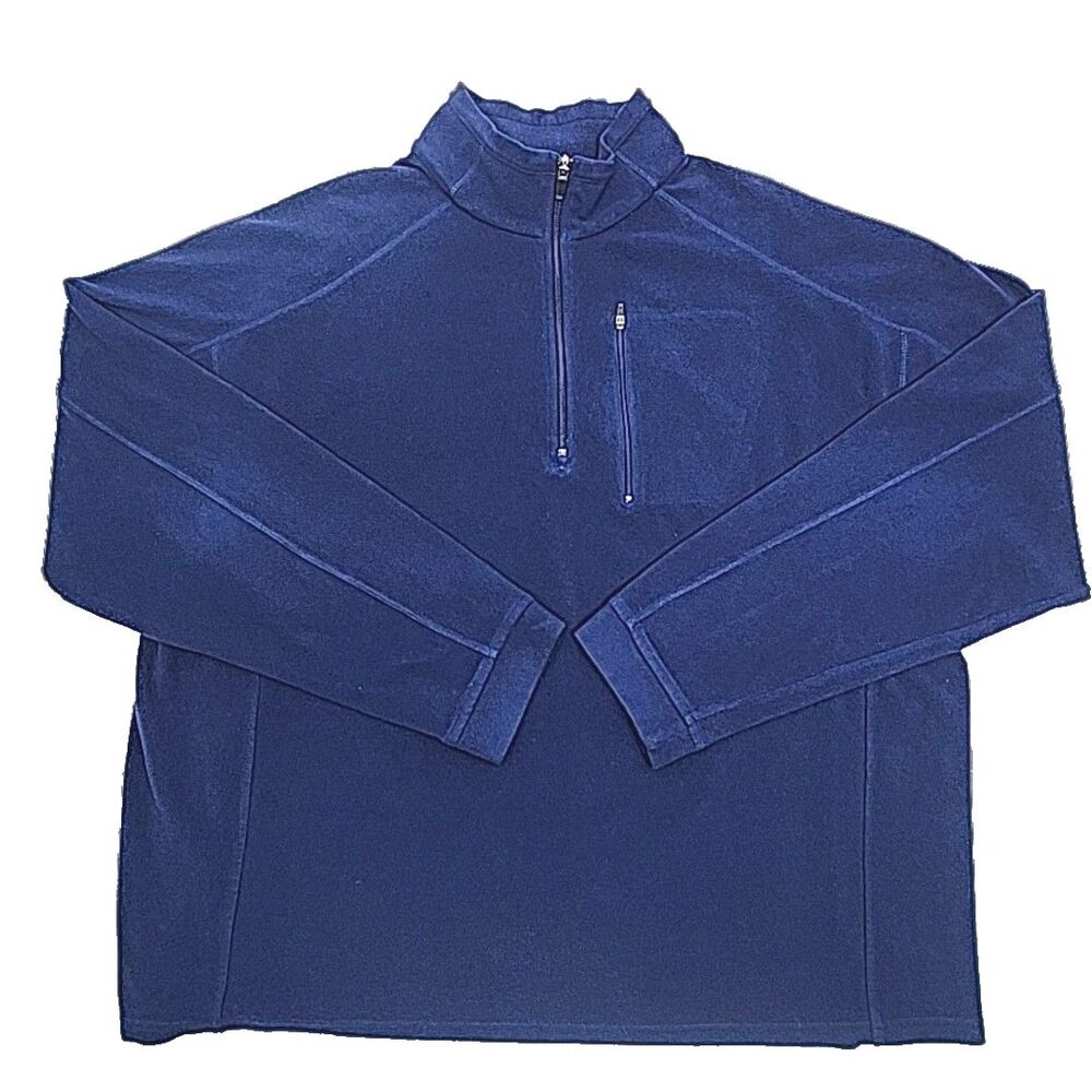 LL Bean 1/4 Zip Shirt Fleece Blue Sweatshirt Men Sz XXL 2XL Lightweight Shirt